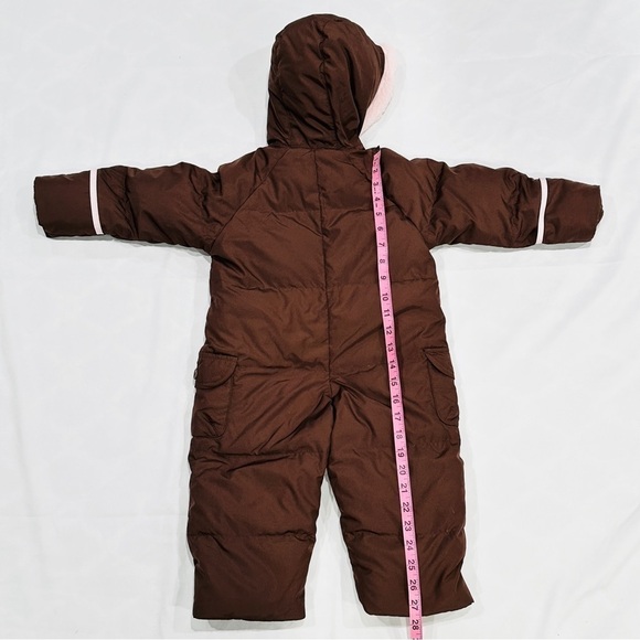 Gap babyGAP Brown Pink Down Filled Bunting Winter Hooded Snowsuit - Picture 8 of 11